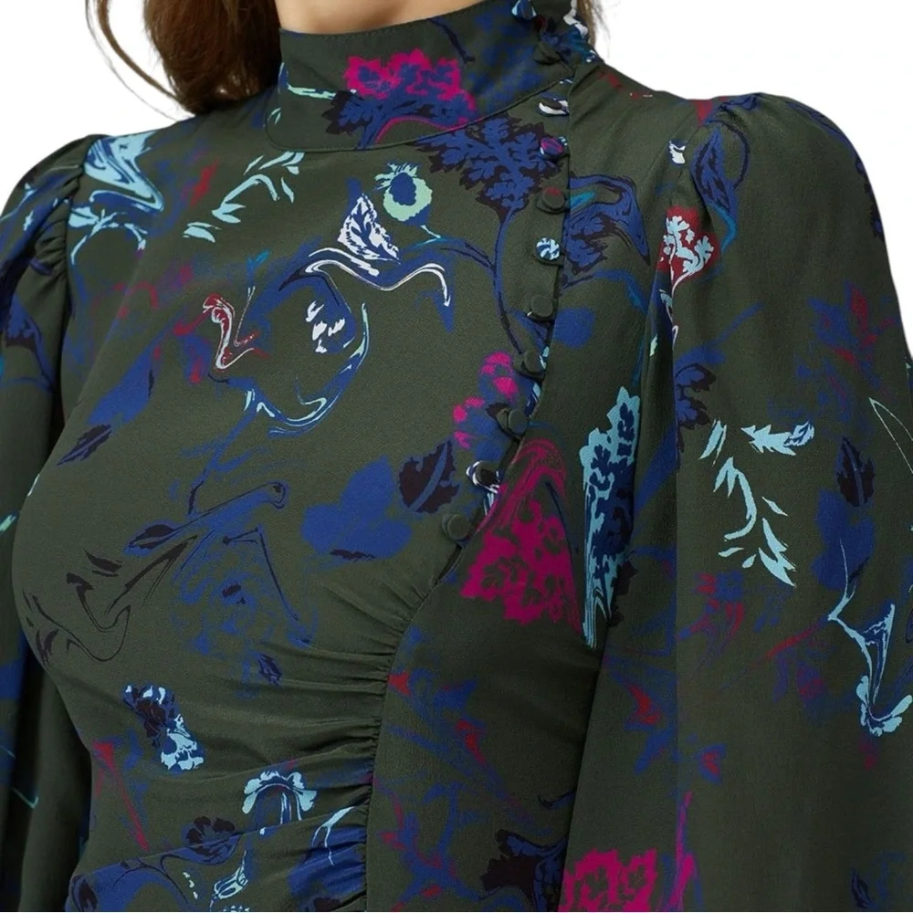 Tanya Taylor Clarisse Silk Dress in Green Sz 8